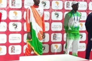 Jeux Africains 2019 : cérémonie de remise de médailles taekwondo +87 kg
